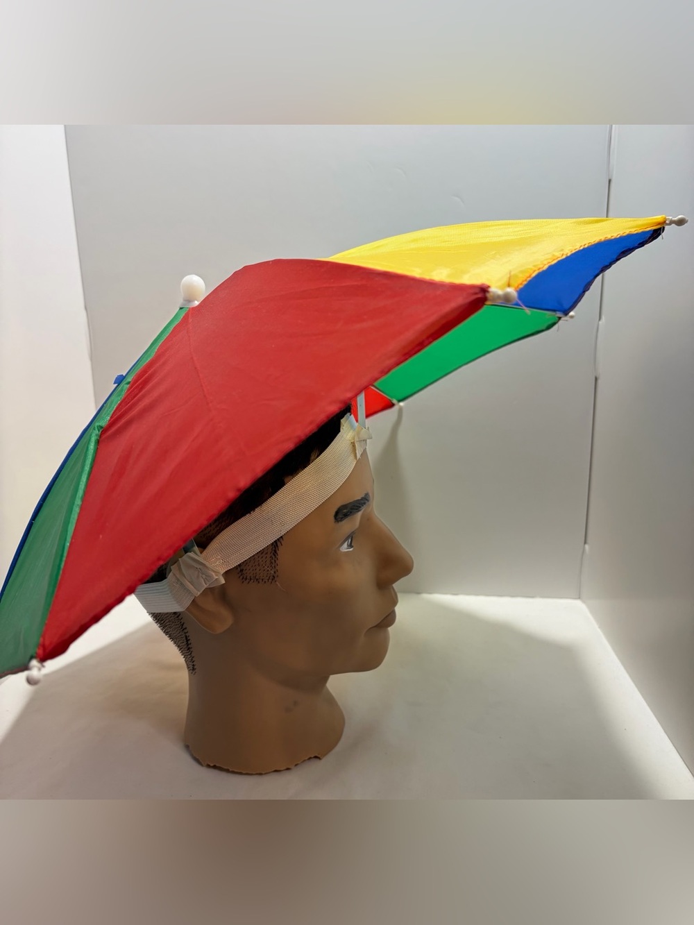 Vintage Rainbow Panel Umbrella Hats with White Strap set of 2